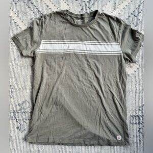 Marine Layer Men's Olive T-Shirt with White Stripes